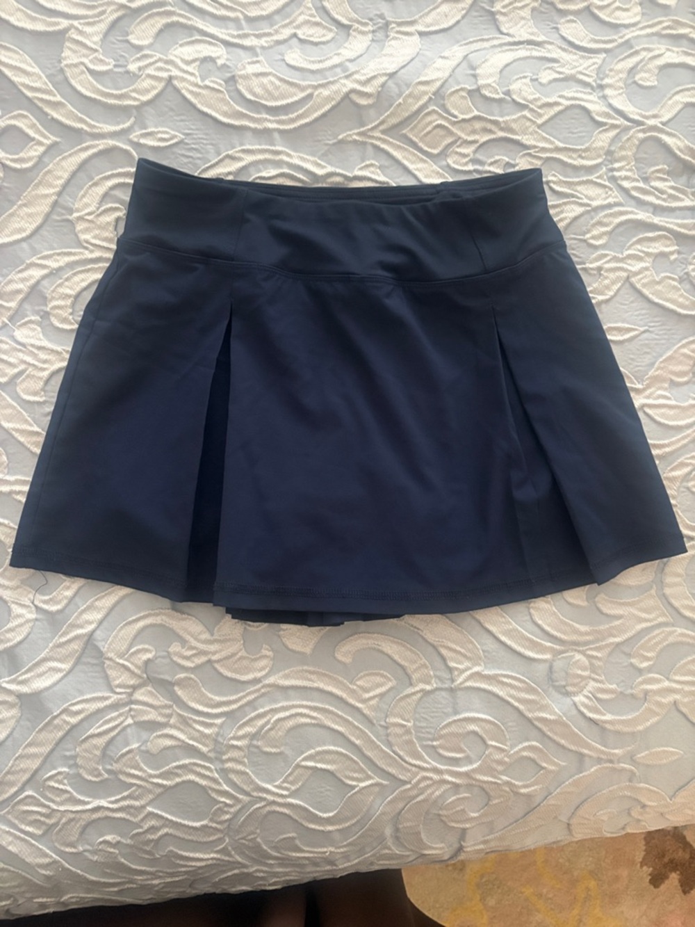 Navy Athletic Skort with Front Pleats